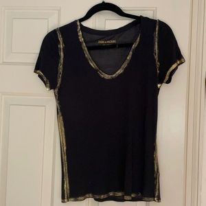Zadig & Voltaire XS gold foil black tee